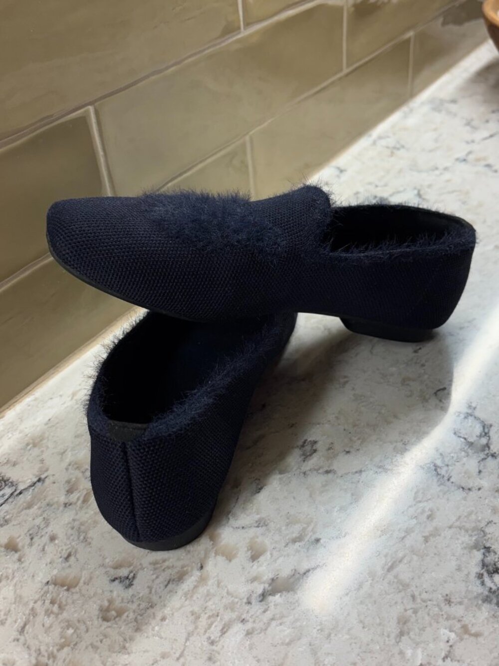 Vivaia slipon square toed navy loafers - Size 38 (7 - 7.5)